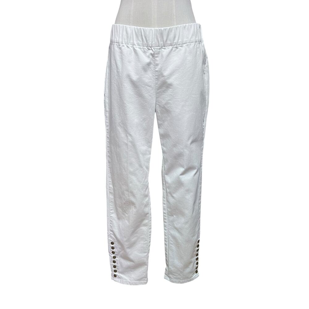 Soft Surroundings Womens White Pull On Stretch Ultimate Denim Snap Up Leggings